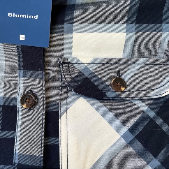 Blumind Shirt NWT Plaid Blue Grey White Flannel Kids Size 8 - Picture 6 of 6